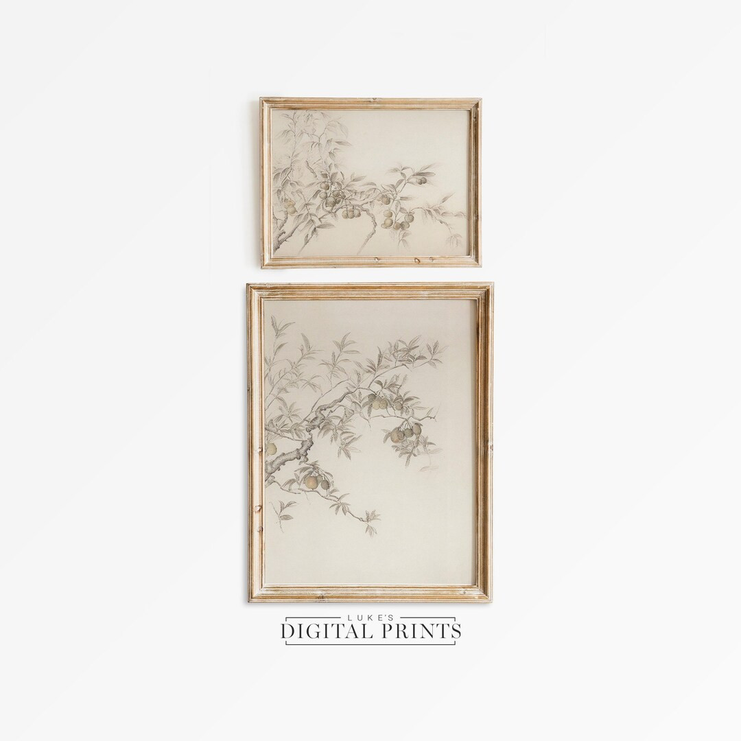 Apple Tree Art Print Set of 2 - Digital Sketch Downloads - PRINTABLE Botanical Branch Drawings Wa... | Etsy (US)