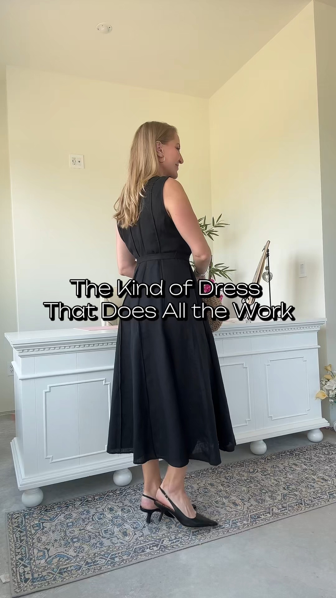A black dress with beautiful movement is one of those pieces that always feels elegant. ✨

I kept the styling simple with a woven handbag and pointed slingbacks for a look that’s polished, timeless, and easy to wear all summer long.

🖤 Shop similar pieces:
• Flowy black midi dress
• Woven straw handbag
• Black pointed slingback heels
• Minimal jewelry and classic accessories

#LTKStyle #LTKFashion #BlackDress #SummerStyle #CapsuleWardrobe #ElegantStyle #QuietLuxury #ChicStyle #FashionOver40 #Over40Style #MidiDress #ClassicStyle #RefinedStyle #EffortlessStyle #SummerOutfitIdeas