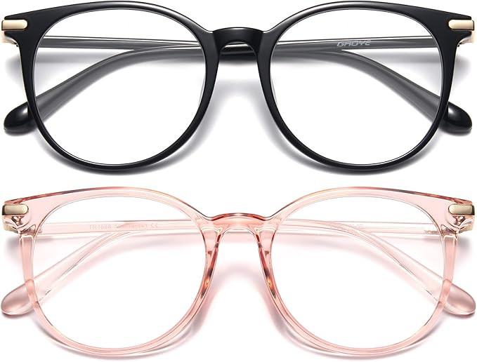 Gaoye 2 Pack Blue Light Blocking Glasses, Retro Round Eyewear Frame Anti Eyestrain Computer Glass... | Amazon (US)