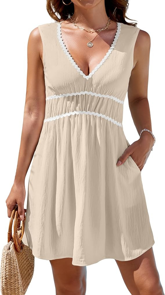 Blooming Jelly Women's Swimsuit Coverup Beach Bathing Suit Cover Up Color Block Sundress Summer T... | Amazon (US)