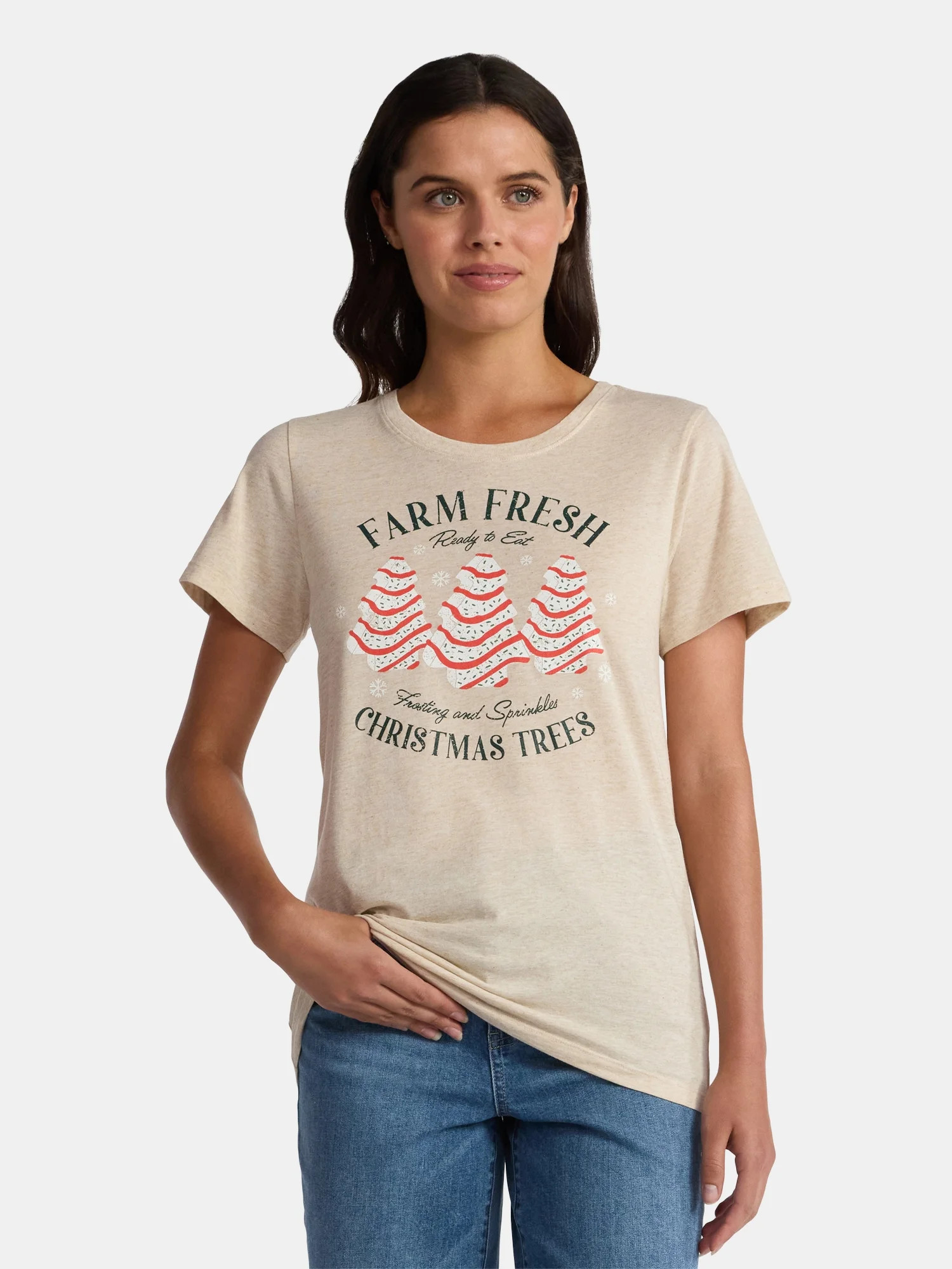 Christmas Women's Sprinkle Trees Graphic Tee from Holiday Time, Sizes S-XXXL | Walmart (US)