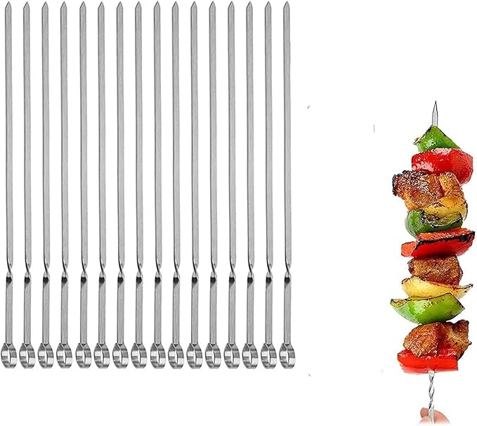 Metal Skewers for Grilling,Kabob Skewers,Flat BBQ Barbecue Skewer,Grilling Skewers Set,Reusable B... | Amazon (US)