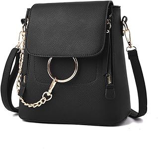 Fashion Leather Ring Backpack for Women, Designer Mini Chain Shoulder Bag Crossbody Backpack | Amazon (US)