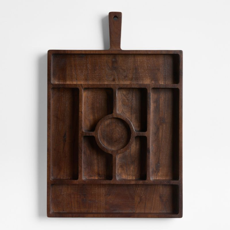 Madeira Walnut Stain Sectioned Server | Crate & Barrel | Crate & Barrel