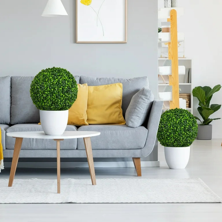 Costway 2 PCS 15.7'' Artificial Boxwood Topiary Balls UV Protected Indoor Outdoor | Walmart (US)