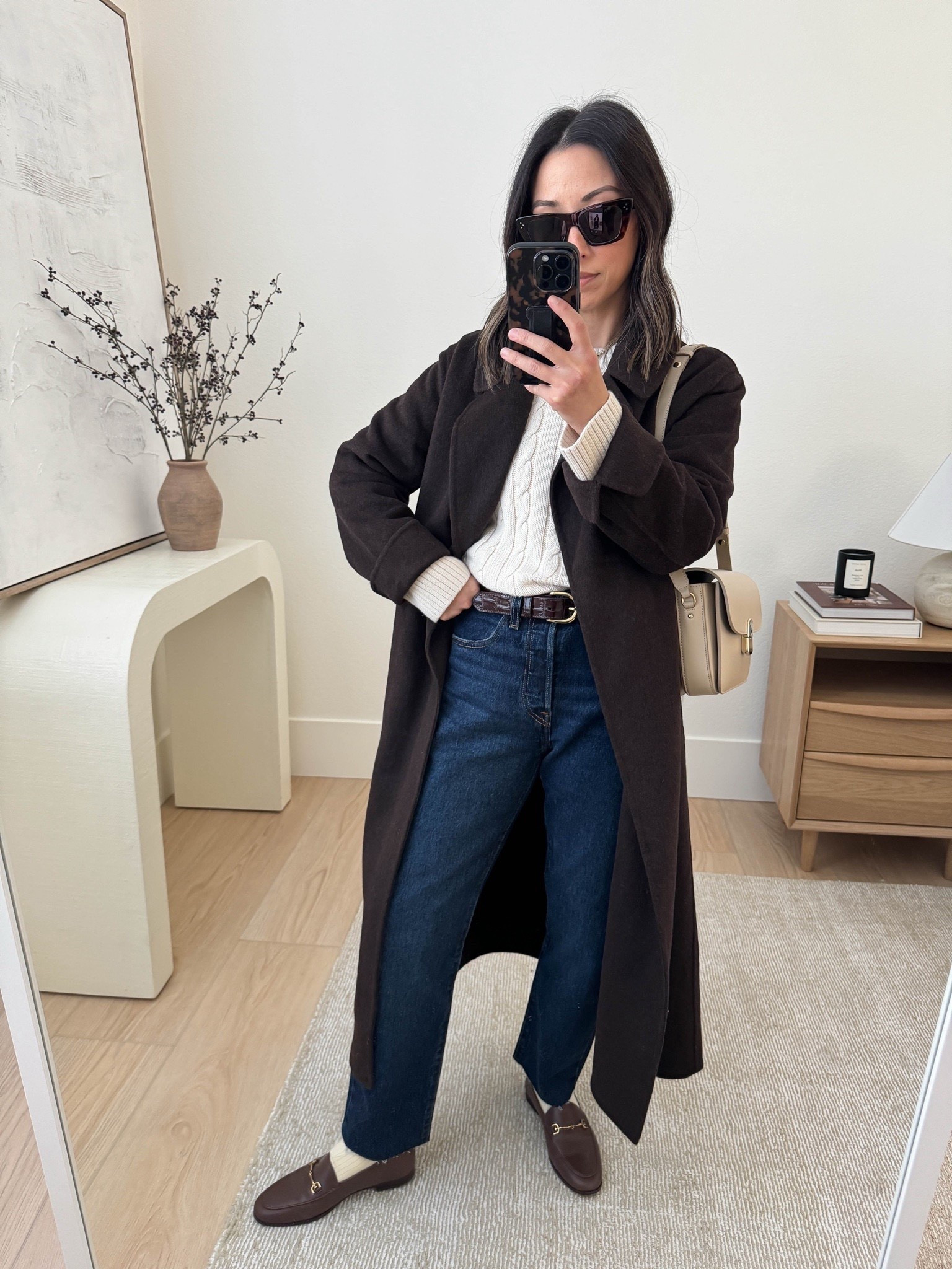 With long coats, I like to wear straight legged jeans. These are Levi's 501 crop with inseam 28", so I had to cut the hems. Coat is old Banana Republic. Linking similar

Banana Republic coat petite xs (old)
Gap sweater petite xs (old)
Levi's 501 Crop jeans 28" cut hems size 25
Everlane ribbed socks (old)
Sam Edelman loafers 5
Sezane Milo bag
Celine sunglasses
J.Crew belt

Petite style, fall outfits, fall style, coats 

#LTKSeasonal #LTKSaleAlert #LTKPetite