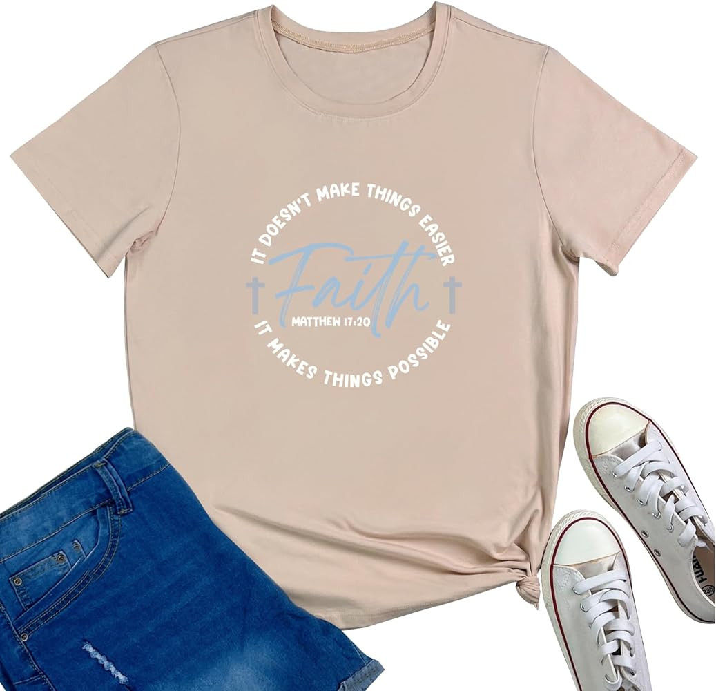BLACKMYTH Womens Faith Graphic Tees Fashion Tshirts | Amazon (US)
