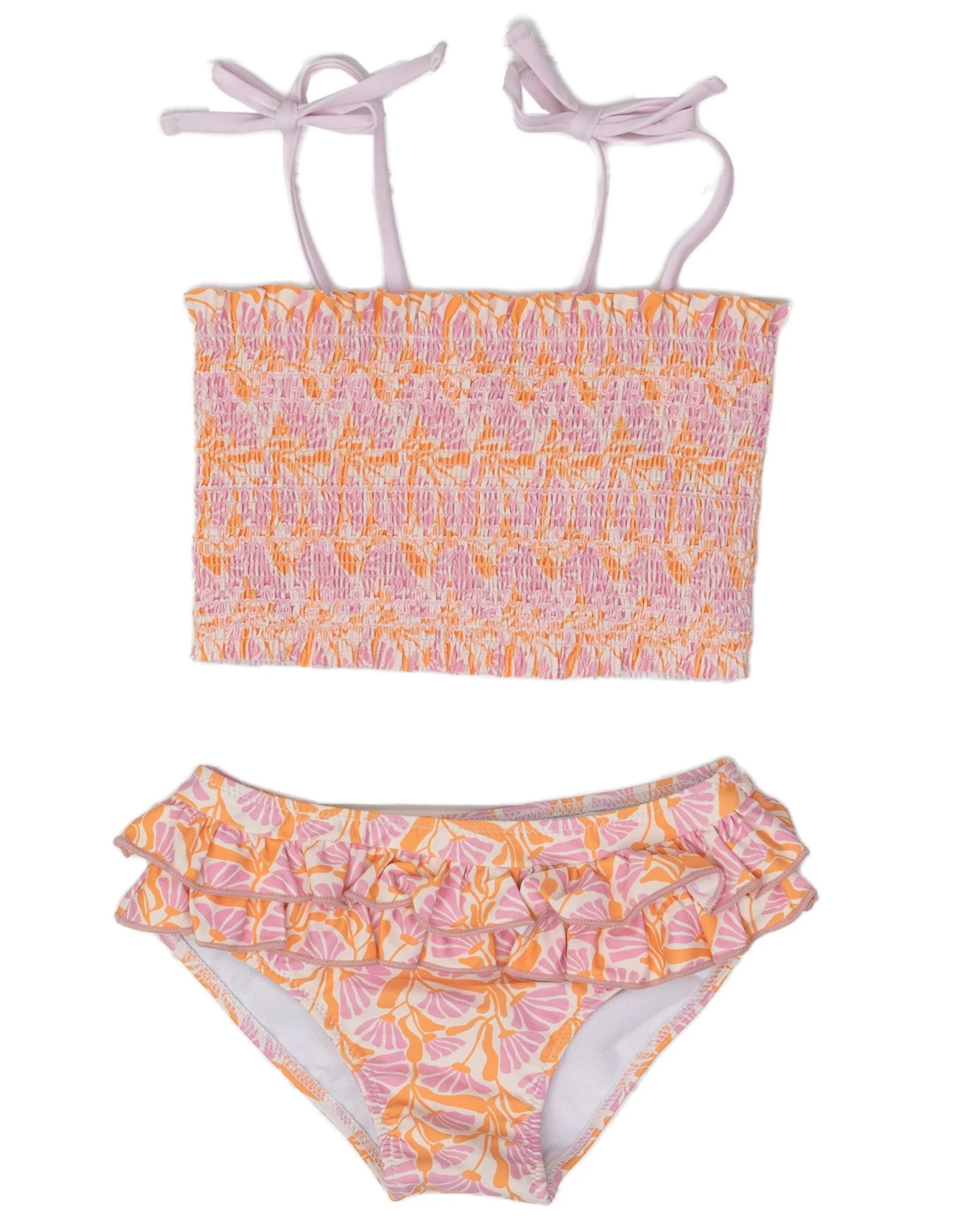 Santa Rosa Mod Pink & Orange Floral Two Piece Swim UPF50 | The Oaks Apparel Company