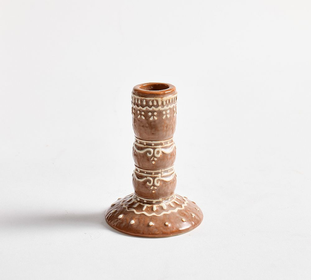 Classic Gingerbread Taper Candle Holder, Small | Pottery Barn (US)