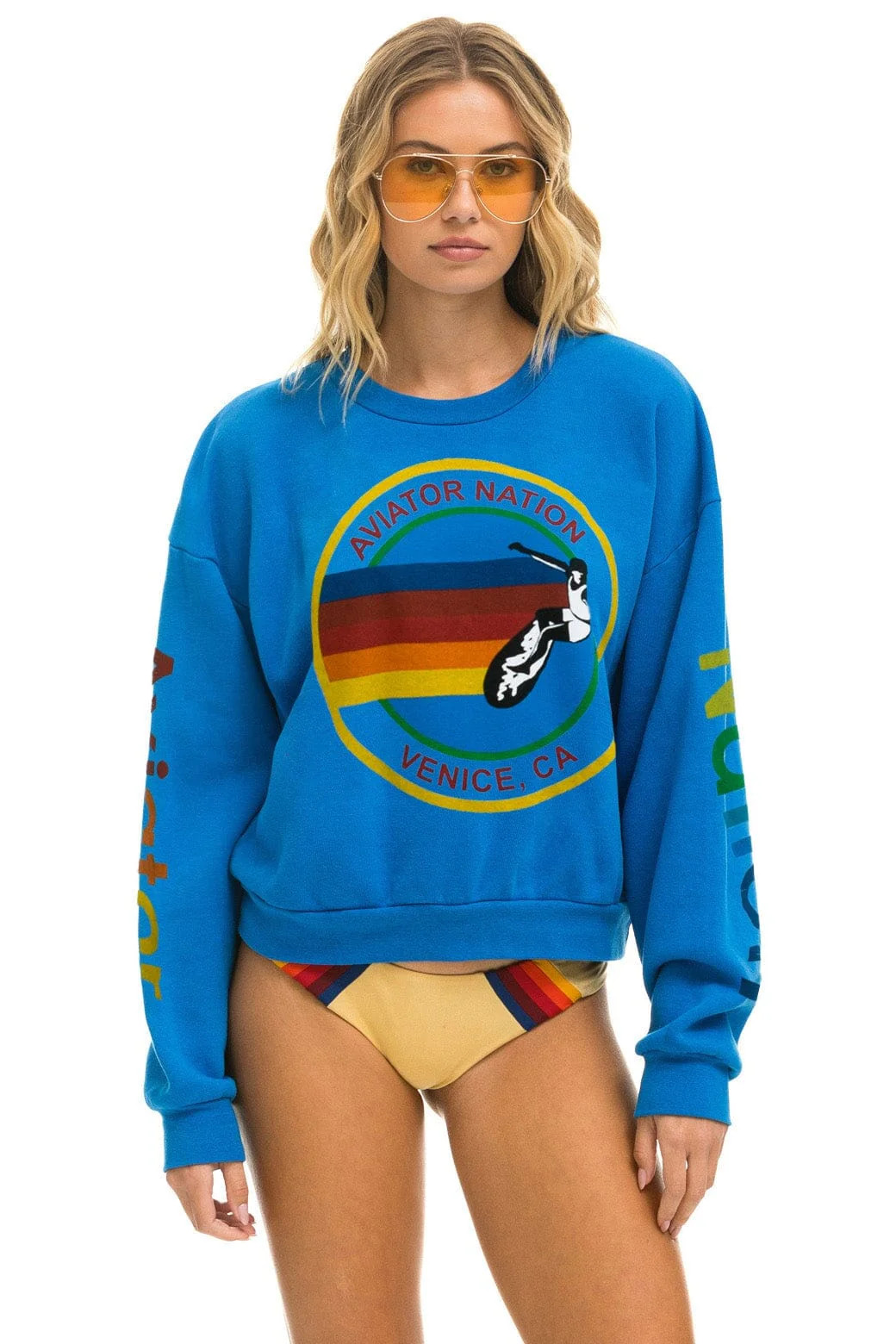 AVIATOR NATION RELAXED CREW SWEATSHIRT - OCEAN | Aviator Nation