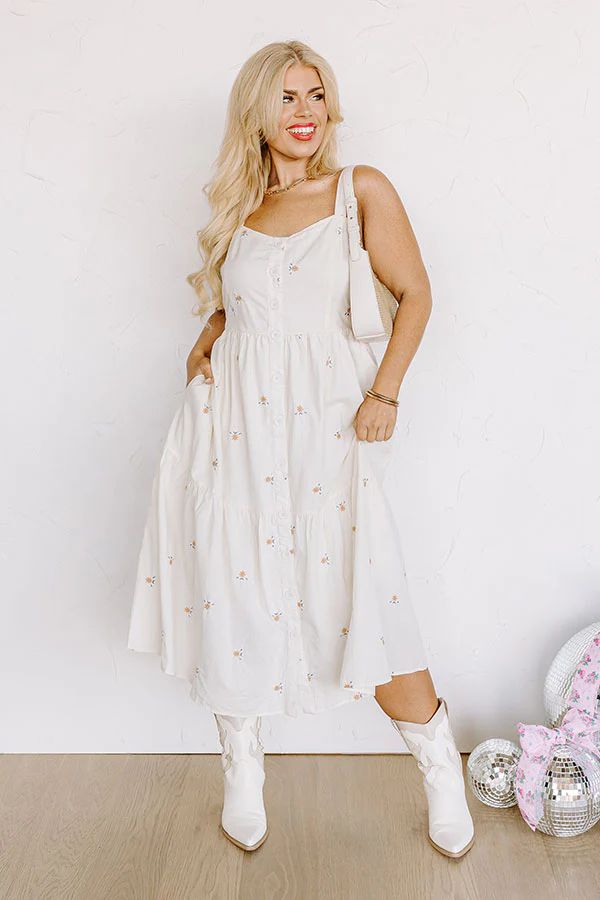 Southern Sunsets Embroidered Midi Curves | Impressions Online Boutique