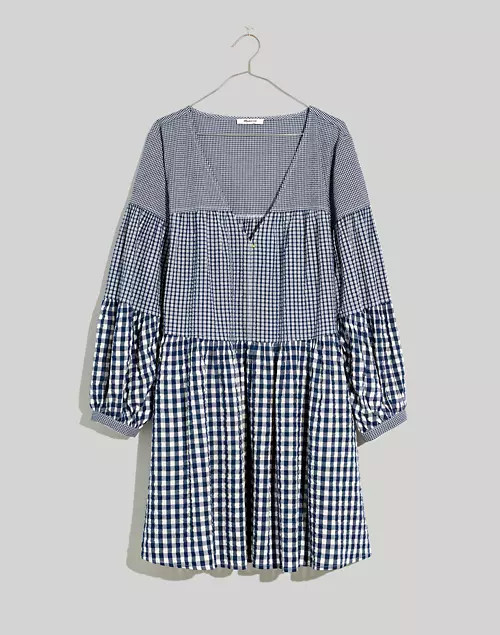 Seersucker V-Neck Mini Dress in Gingham Check | Madewell
