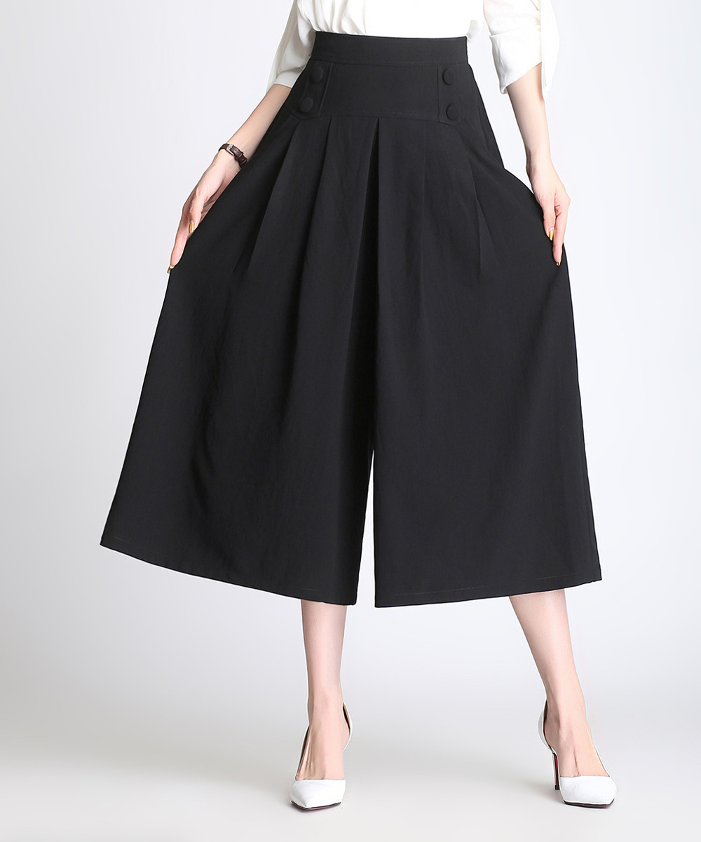 Black Wide-Leg Culottes - Women | zulily