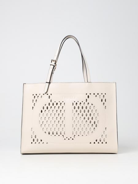 Twinset bag in perforated synthetic leather with embroidered Oval T logo | Giglio.com - Global Italian fashion boutique