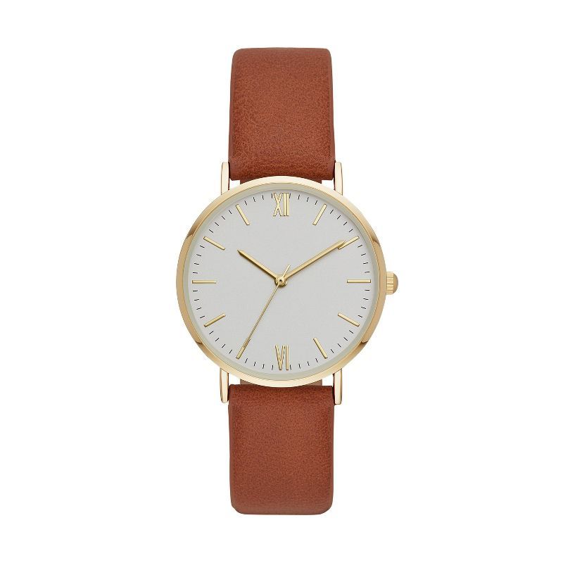 Women's Classic Strap Watch - A New Day™ Gold/Brown | Target