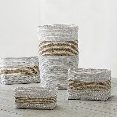 Shimmer Stripe Bins | Pottery Barn Teen