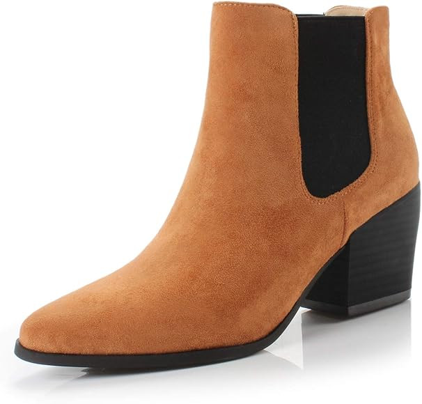 DUNION Women's Slip On Glamour Fashion Chunky Heel Ankle Boot | Amazon (US)