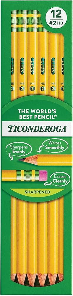 Ticonderoga Wood-Cased Pencils, Pre-Sharpened, 2 HB Soft, Yellow, 12 Count | Amazon (US)