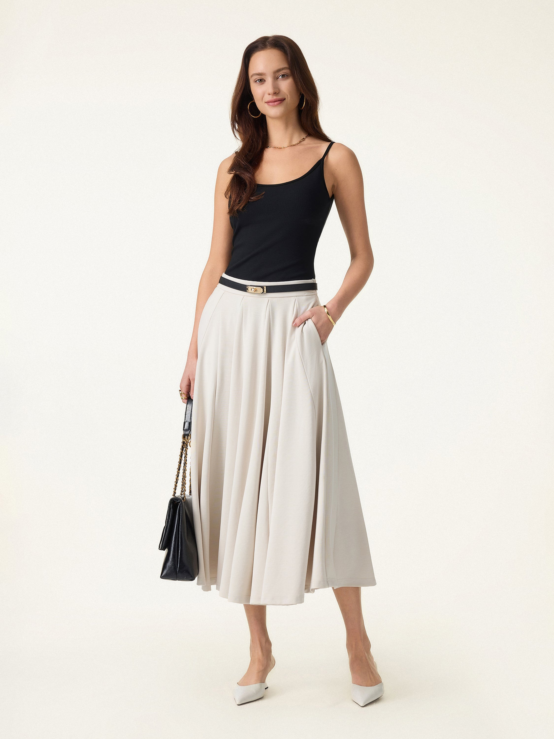 Lyocell Blend Volume Skirt with Pockets | OGLmove