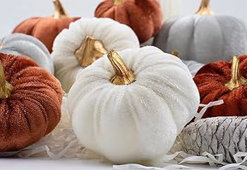 18 PCS Velvet Pumpkins for Fall Table Decor, Artificial Pumpkins, Faux Fake Pumpkin Home Decorati... | Amazon (US)