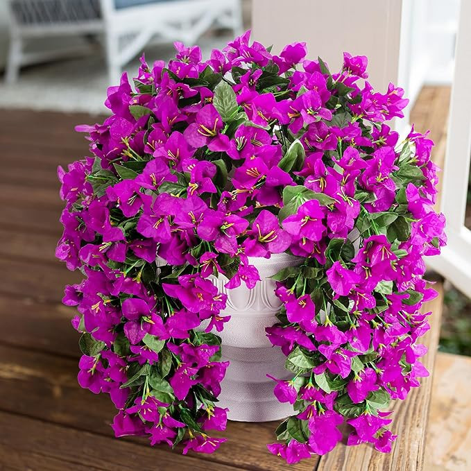 Faux Bougainvillea Artificial Flowers Plants for Outdoors Outside Decoration, 2 pcs Purple Fake F... | Amazon (US)