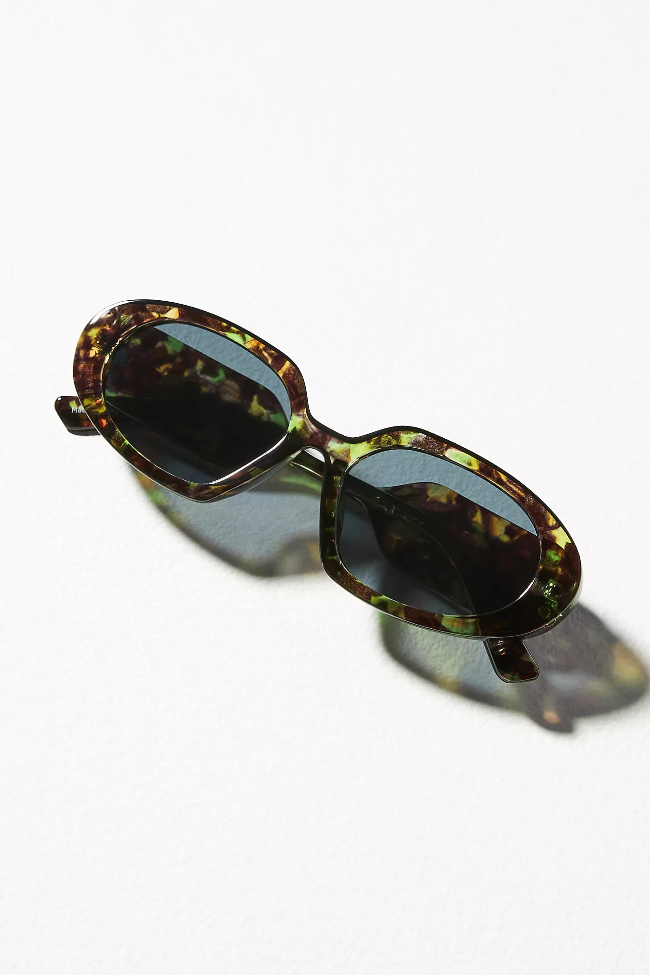 Green Tort Oval Sunglasses | Anthropologie (US)