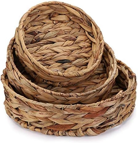 Cedilis 3 Pack Fruit Tray Weaving by Grass, Woven Serving Tray, Round Serving Basket, Decorative ... | Amazon (US)