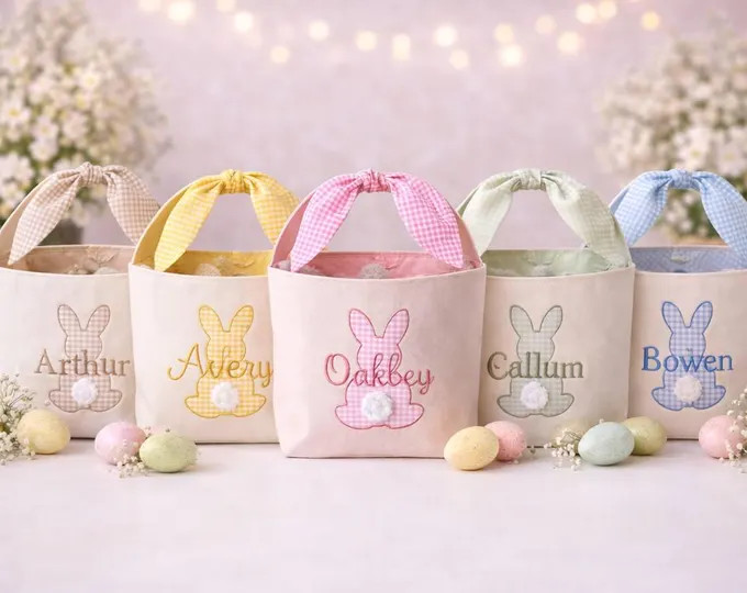 Personalized Easter Basket With Name - Custom Monogram Kids Easter Bunny Basket - Etsy | Etsy (US)