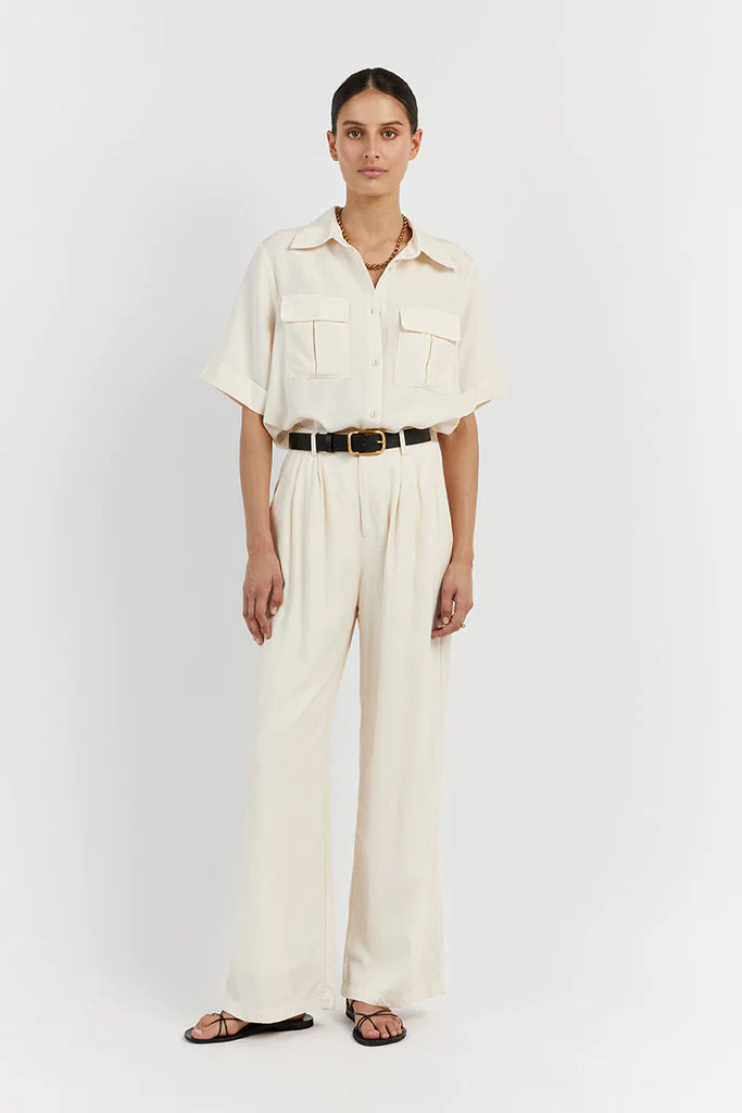 AMELIA OFF WHITE LINEN BLEND PANT | DISSH