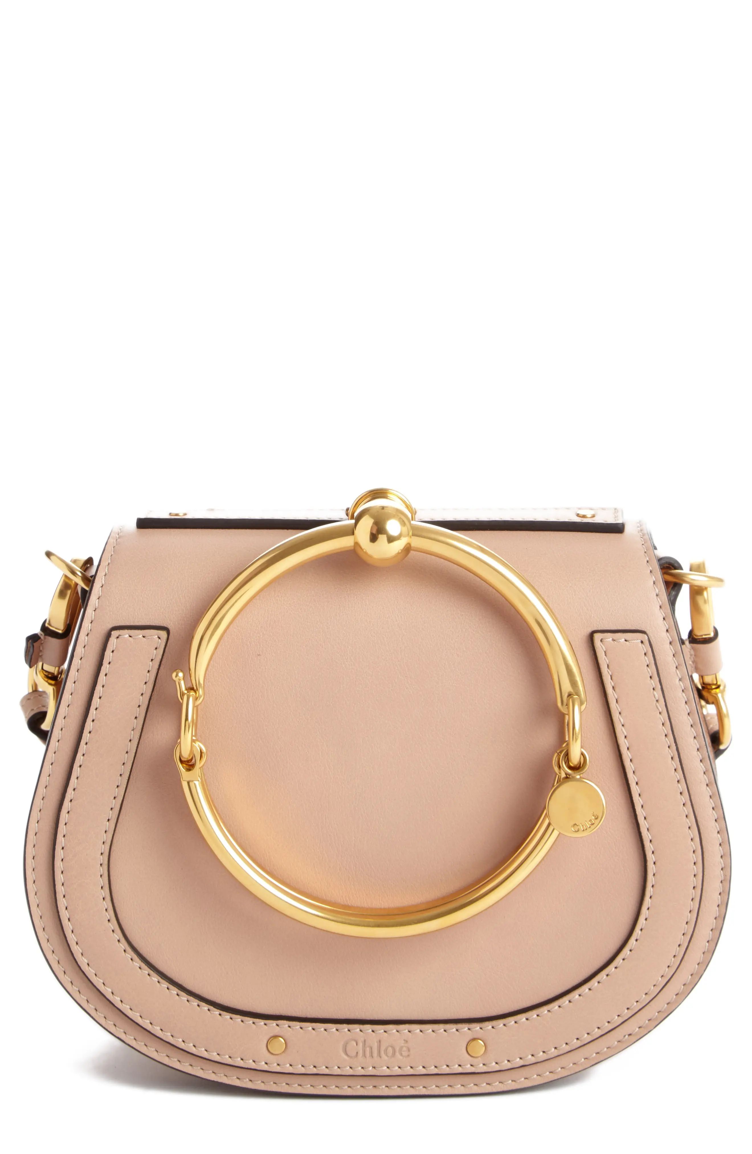 Chloe Small Nile Bracelet Leather Crossbody Bag - Beige | Nordstrom