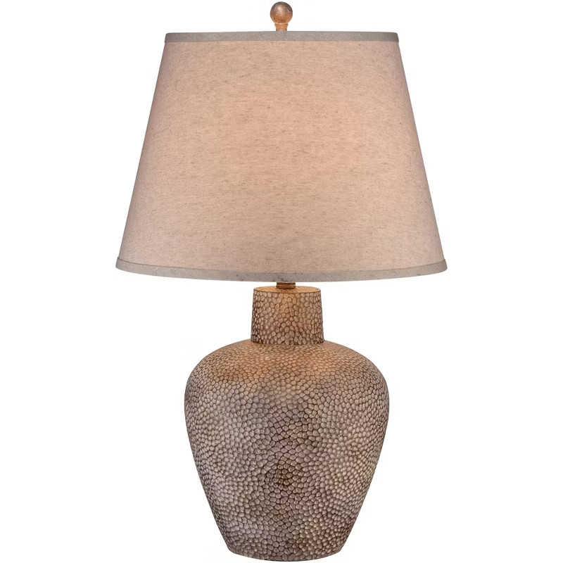 360 Lighting Bentley Rustic Farmhouse Table Lamp 29" Tall Brown Leaf Textured Hammered Pot Off Wh... | Target