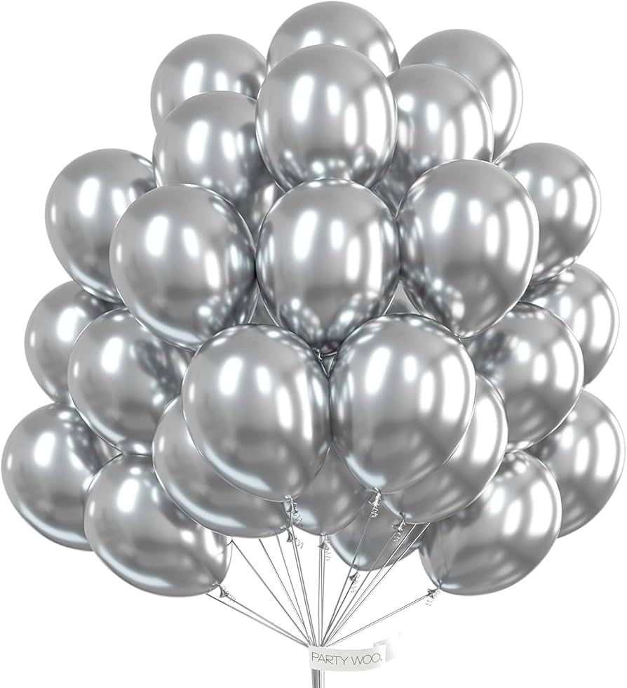 PartyWoo Metallic Silver Balloons, 50 pcs 12 Inch Silver Metallic Balloons, Silver Balloons for B... | Amazon (US)