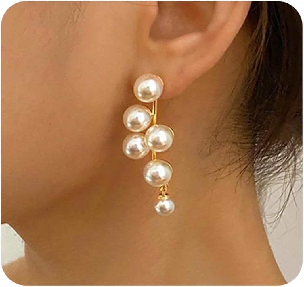 FUTIMELY Pearl Earrings for Women Cute Gold Pearl Drop Dangle Earrings Long Tassel Dangling Brida... | Amazon (US)