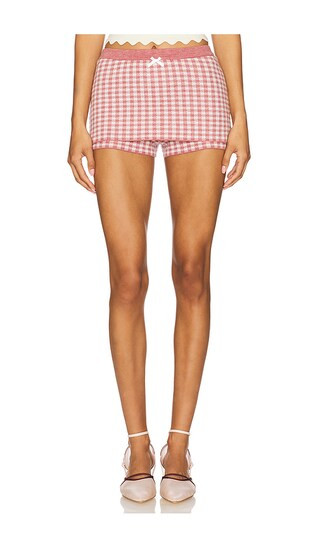 Gingham Knit Skort in Brown | Revolve Clothing (Global)