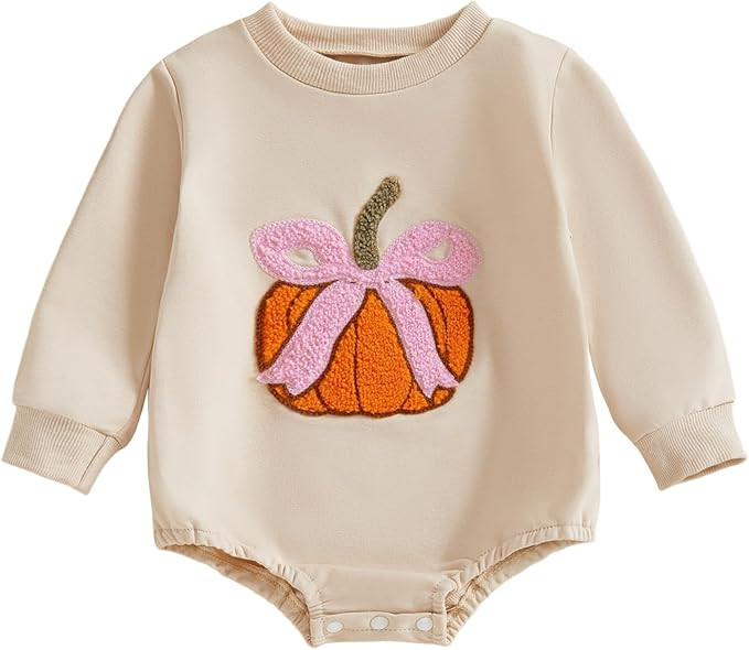 Baby Girl Valentines Outfit Heart Bow Onesie Bubble Romper Newborn Bodysuit Infant Sweatshirt Spr... | Amazon (US)