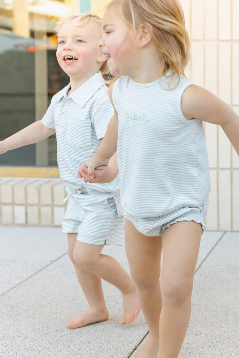 ELEANOR TOP - LIGHT BLUE/WHITE STRIPE | Little Paper Kids (US)