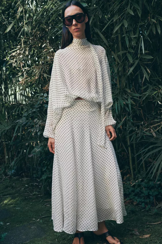 ZW COLLECTION DOT MIDI SKIRT | Zara UK