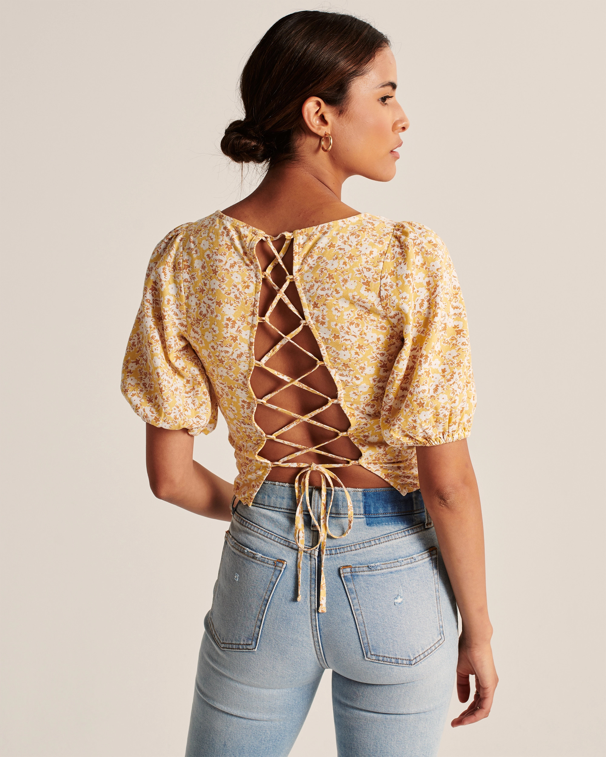 Tie-Back Puff Sleeve Blouse | Abercrombie & Fitch (US)