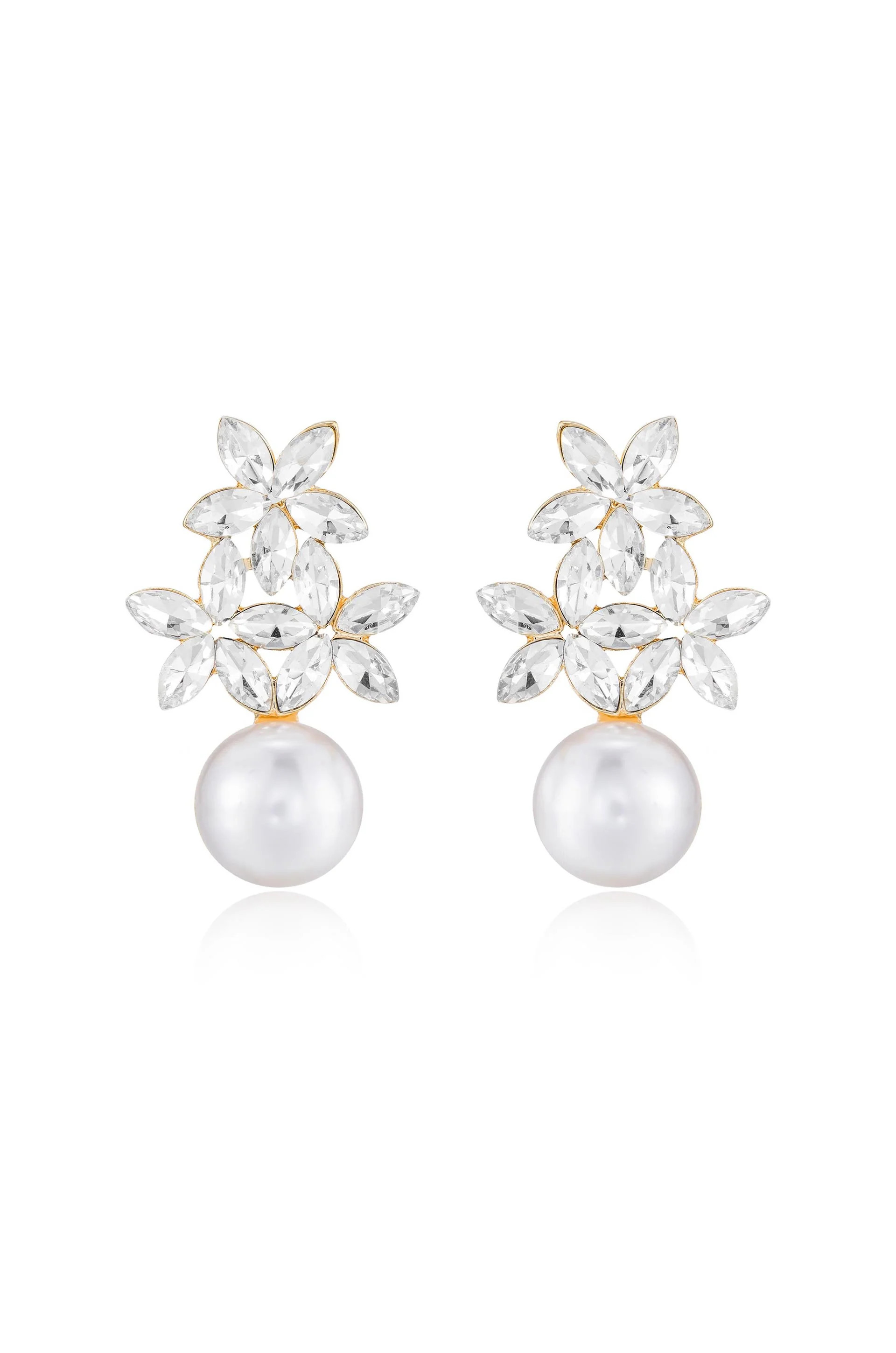 Best Day Crystal & Pearl 18k Gold Plated Earrings | Ettika