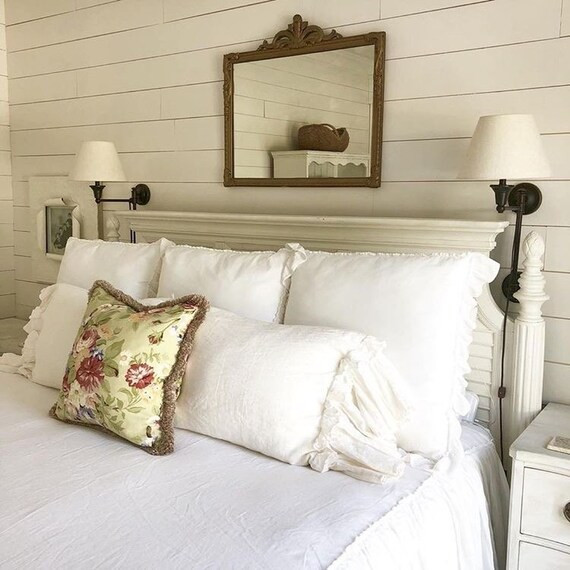 Ruffled Linen Euro Sham - Shabby Chic Bedding | Etsy (US)