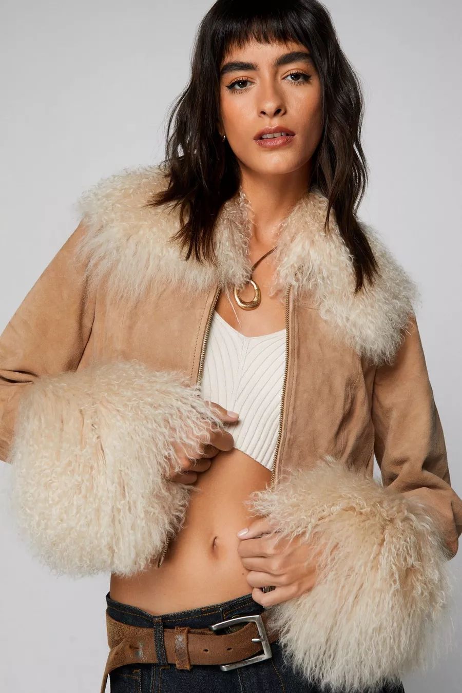 Premium Suede And Shearling Jacket | Nasty Gal US