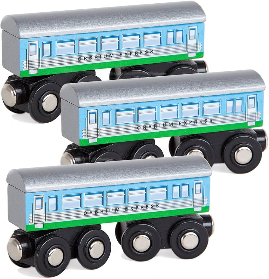 Orbrium Toys 3 Pcs Large Wooden Railway Express Coach Cars, Compatible with Thomas & Friends Push... | Amazon (US)