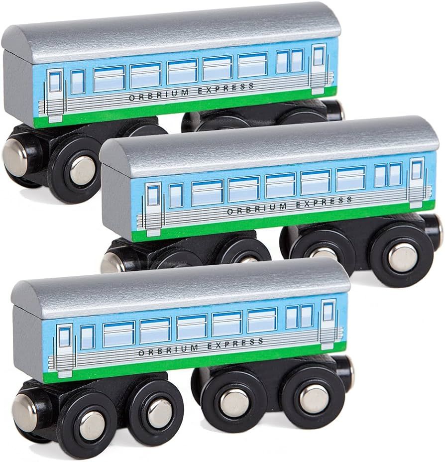 Toys 3 Pcs Large Wooden Railway Express Coach Cars, Compatible with Thomas & Friends Push-Along T... | Amazon (US)