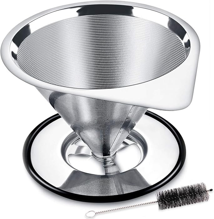 LHS Pour Over Coffee Dripper Stainless Steel Coffee Filter Metal Cone Filter Paperless Reusable C... | Amazon (US)