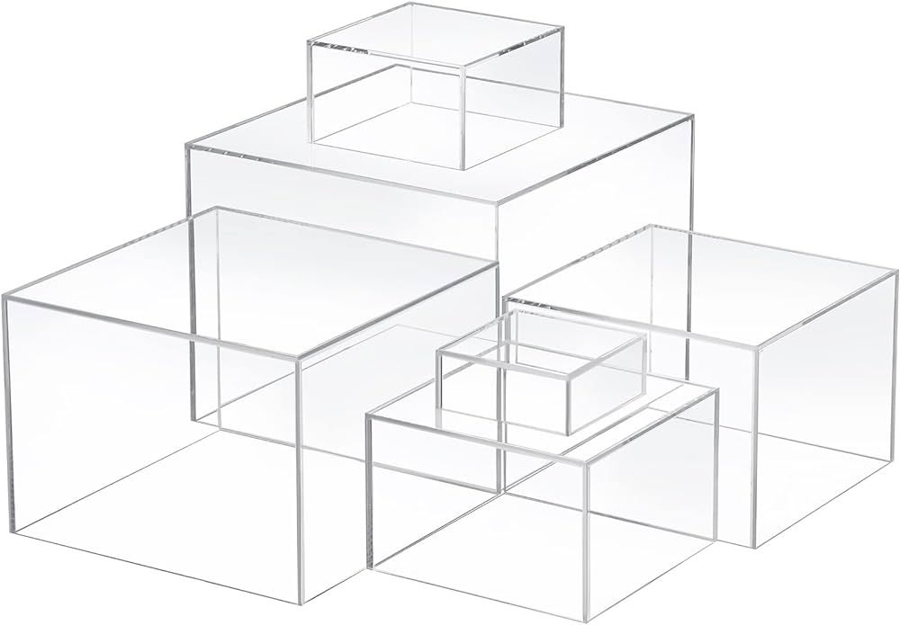 Geelin 6 Pack Acrylic Risers for Display Acrylic Cube Boxes Acrylic Risers Display Stands with Ho... | Amazon (US)