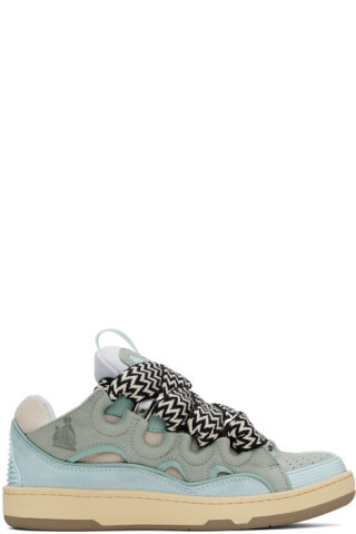 Blue Leather Curb Sneakers | SSENSE