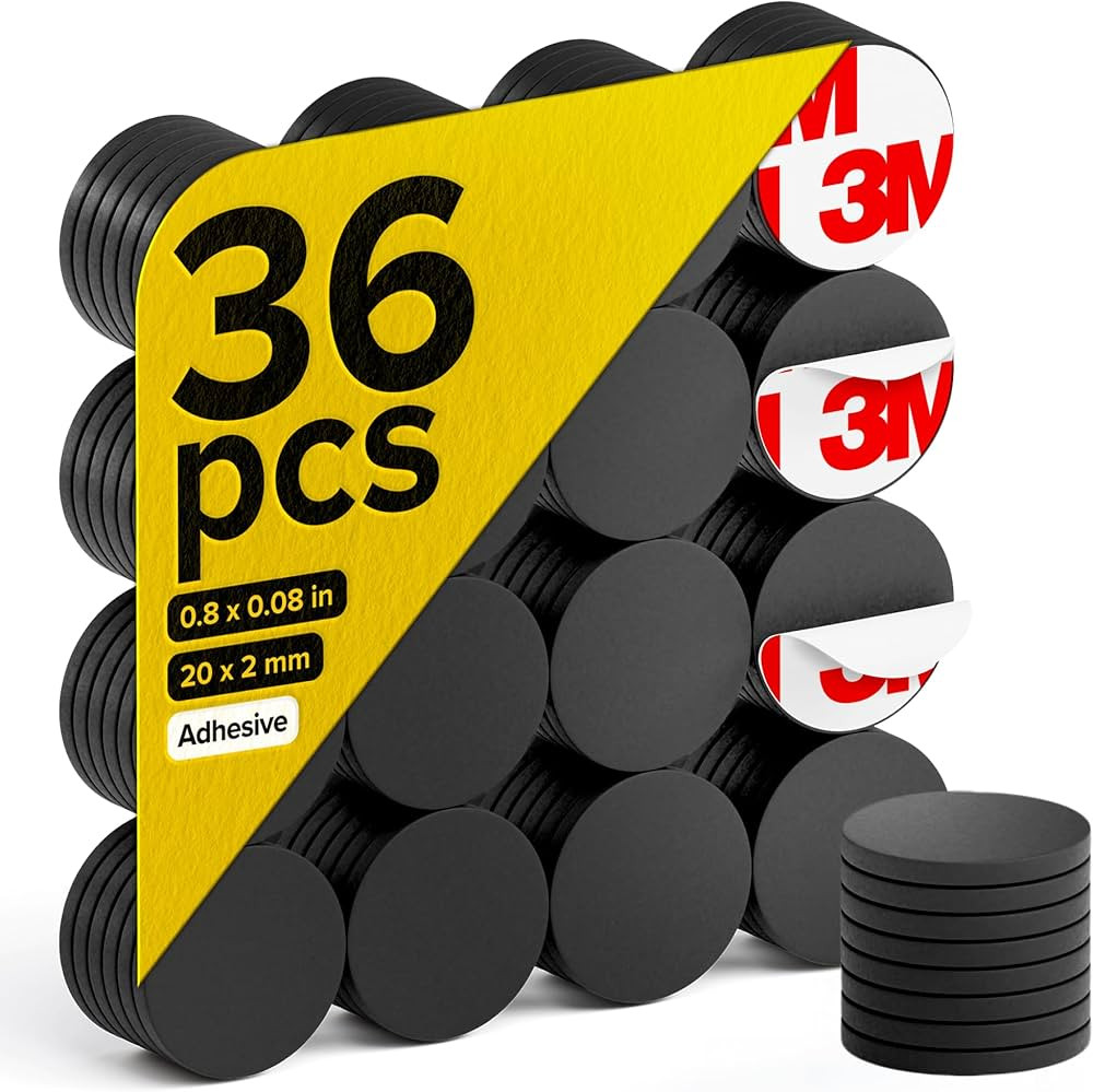 Hyper-Sticky Round Flexible Magnets with Adhesive Backing - (36pcs 0.8"x0.08") Magnetic Dots for ... | Amazon (US)