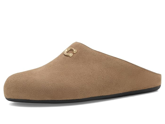 COACH Sculpted C Suede Soft Mules Women's Flat Shoes Coconut: 5 M | Zappos.com
