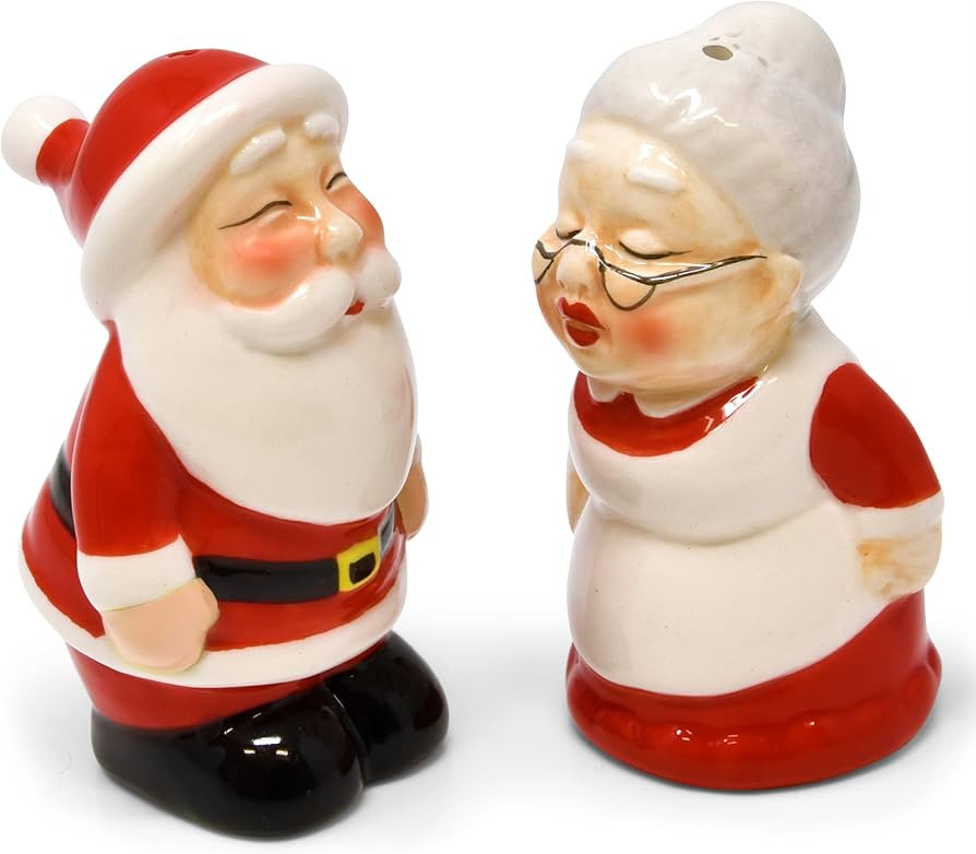 Gift Boutique Christmas Salt and Pepper Shaker Set Ceramic Kiss Santa Claus and Mrs Claus Figurin... | Amazon (US)