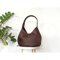 Vegan Leather Hobo Bag, Leather Shoulder Chocolate Brown Purse, Gift For Her, Women's Purse, Minimalist | Etsy (US)